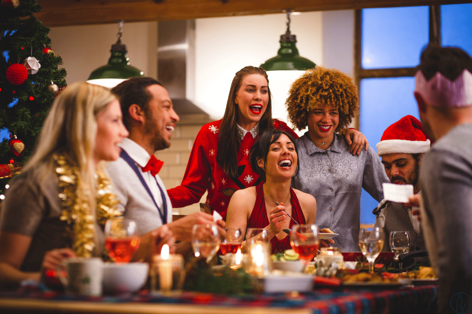 Friends gathered for Christmas lunch